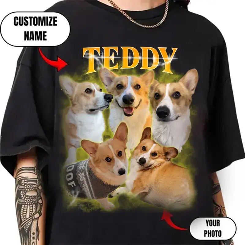 Custom Your Pet T-Shirt, Personalized Pet T-Shirt, Vintage Custom Dog Shirt, Custom Photo Shirt, Pet Photo Shirt, Ideal for Pet Lovers  Top Crewneck Tshirt outdoorfun