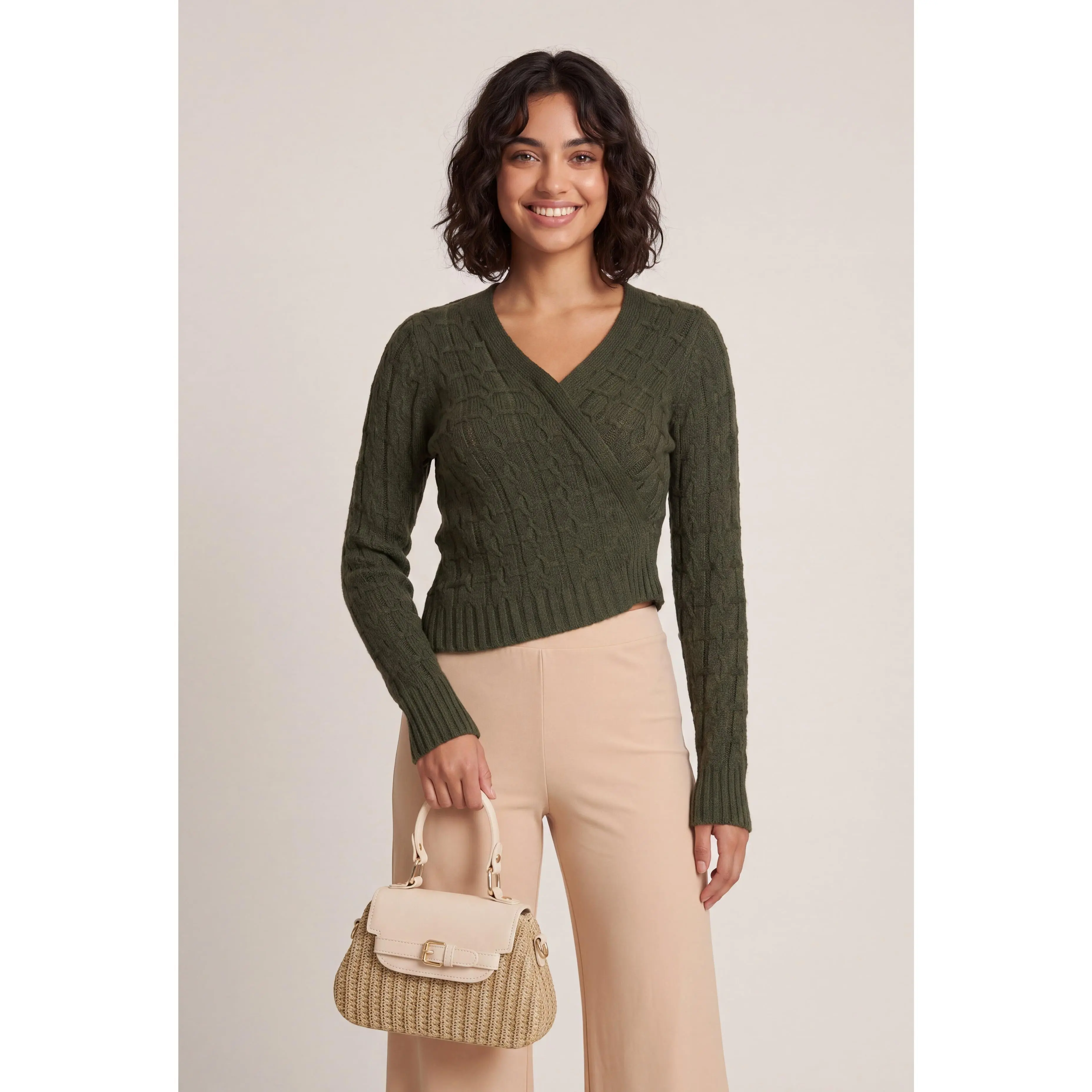 Asymmetrical Faux Wrap Sweater