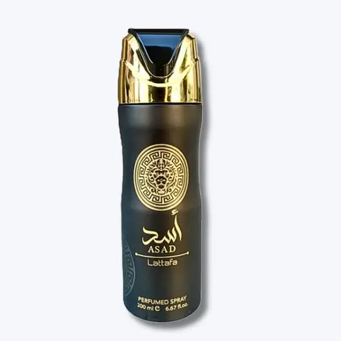 Lattafa Asad All Fragrance Deodorant Spray - 6.6 fl oz (200ml) Adults' Daily Body Care Scent, Pineapple, Coffee, Vanilla, Black Pepper, Patchouli, Amber Notes, Antibacterial, Anti-Perspiration, Gentle on Skin, 12 Months Shelf Life, Odor Control