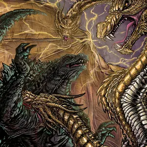 Godzilla KOTM Vs King Ghidorah Monsterverse 11x17 Decor Photo Print Matte Satin Finish Heavy Card Stock Artistic Wall Decoration