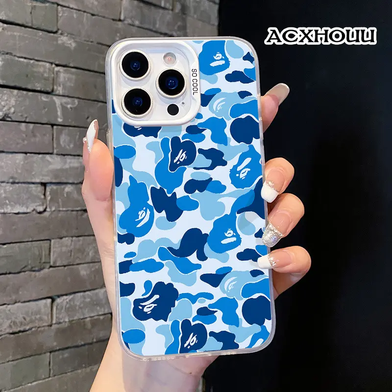 1.2mm Durable Silicone Smartphone Case - Anti-Drop Shockproof Soft TPU Cover, Stylish Blue Camouflage Electronic Accessory, Fits Various iPhones Including iPhone 17/16/16 Pro Max/16 Pro/16 Plus/15/15 Pro/14/13/12/11, Accessories, Iphone 16 Plus