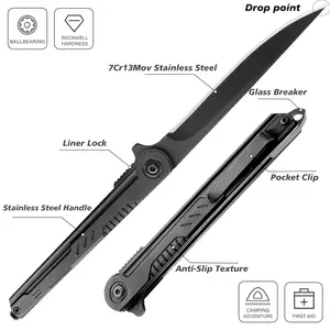 Men's pocket folding knife, lightweight and portable, suitable for camping, exploration, fishing and other purposes, a gift for men's and women's festivals