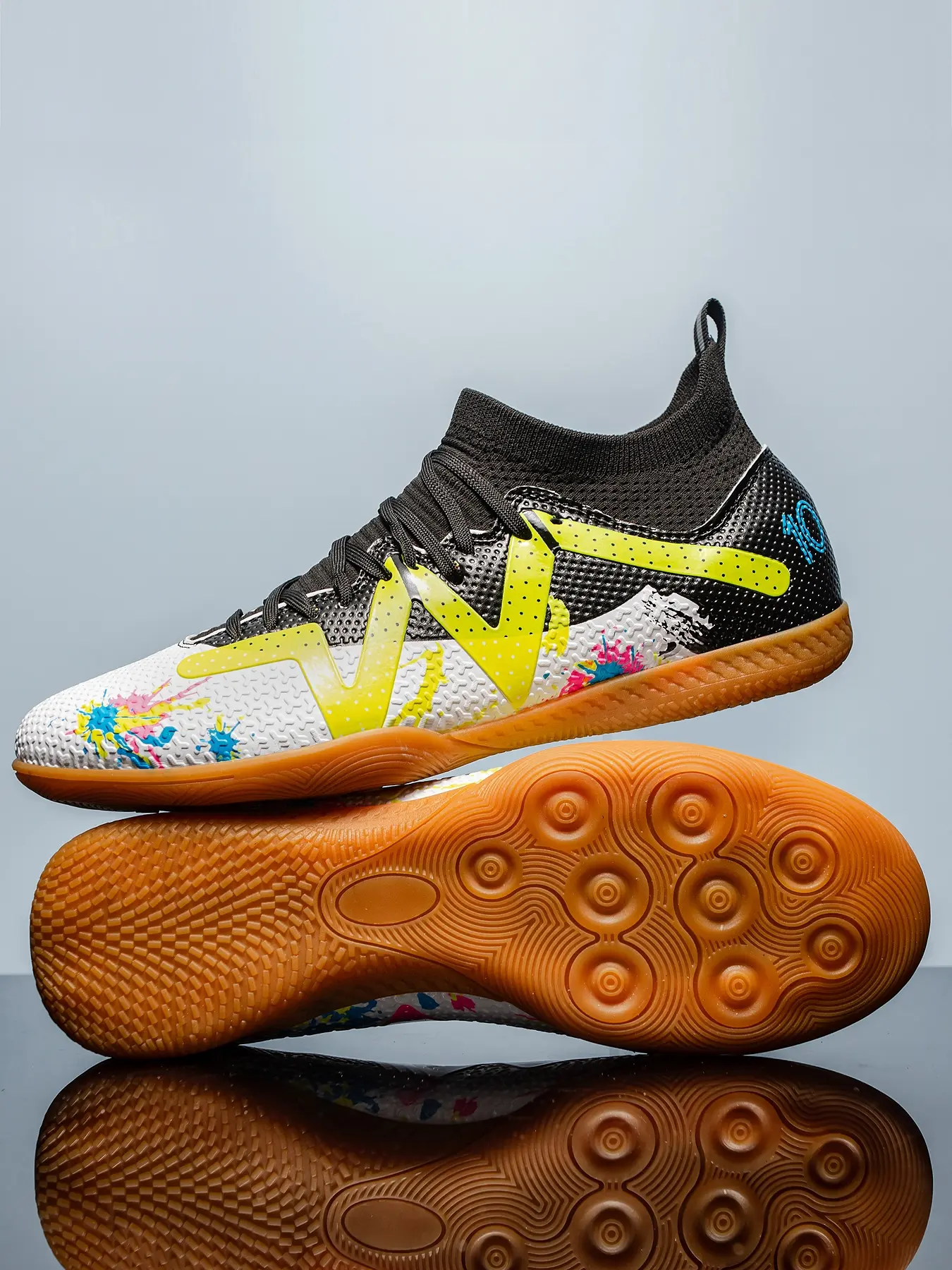 Men's High-Top Indoor Flat Soccer Shoes, Professional Training Footwear, Breathable Non-Slip Lightweight Design, Durable Sole Options Available, Sports Football Shoes, Football Shoes, Football Boots