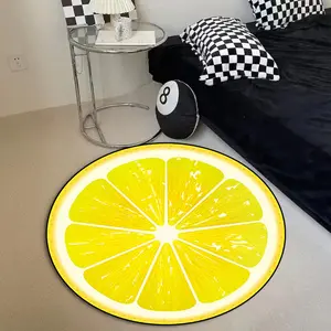 Lemon Slice Round Rug, Waterproof Soft Comfortable Mat, Door Mats Kitchen Living Room Bedroom Hallway Laundry Room Carpet Decor