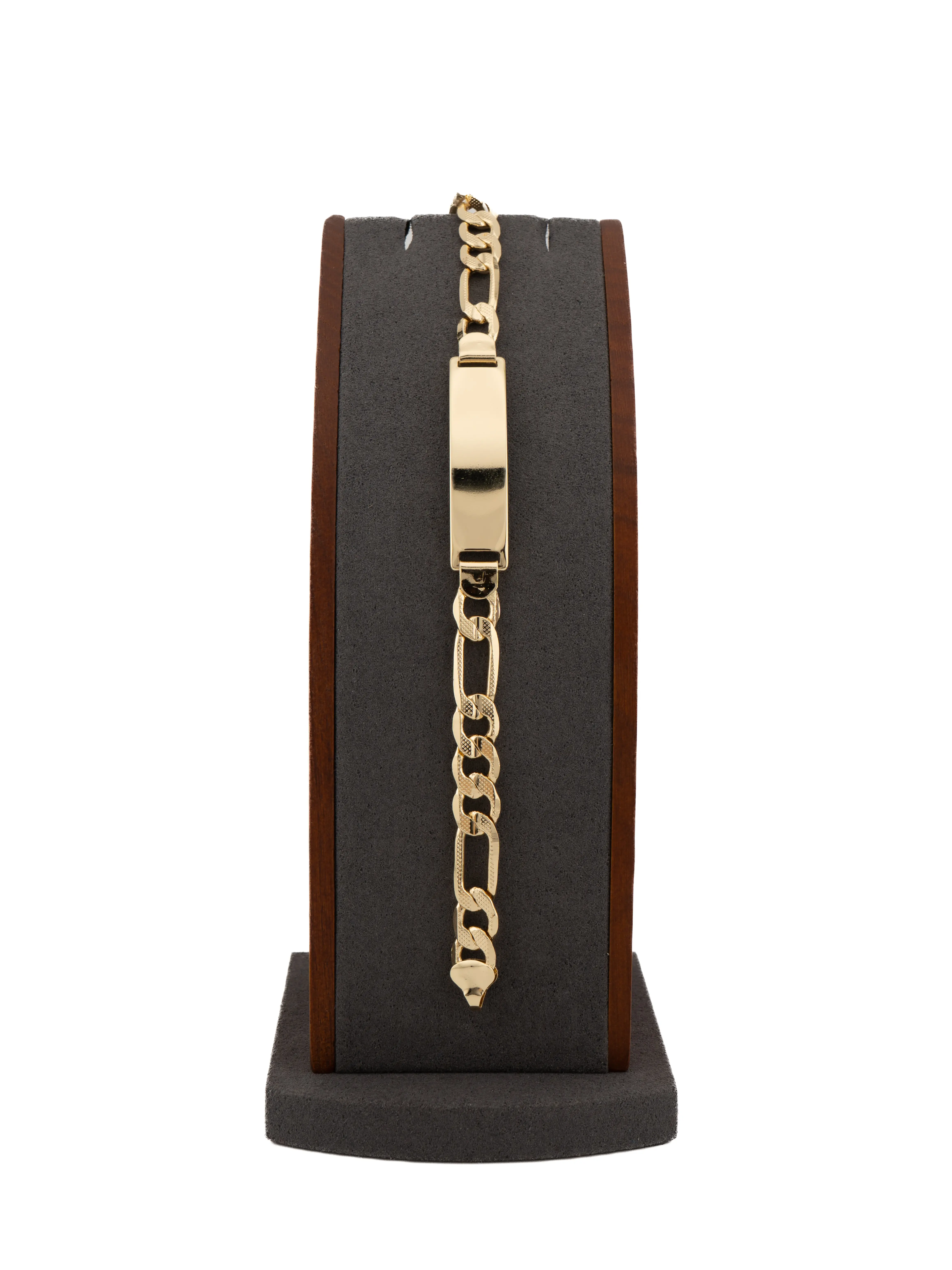 Men's Gold-Plated Bracelet, 8.5-inch Personalized High-Shine Chunky Curb Chain with Custom Engraving, Gold‑Plated Glow