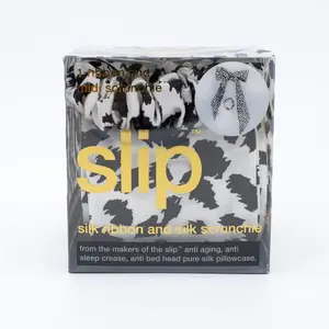 slip Silk Ribbon and Silk Scrunchie BLACK/WHITE LEOPARD - New
