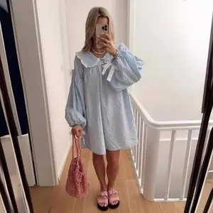Women's 2025 New Cotton Blouse - Doll Collar, Long Sleeve, Solid Color, High-End Versatile Age-Reducing Stylish Women's Shirts