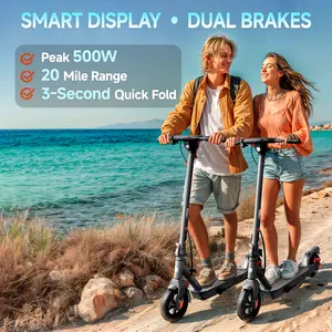 【TST Electric Scooter】19 MPH Max Speed, 8.5''Honeycomb Solid Tires, 350W Motor, 20 Miles Range,Off Road Electric Scooter with Dual Suspension, 10" Solid Rear Tire and Pneumatic Front Tire, Folding Escooter with App