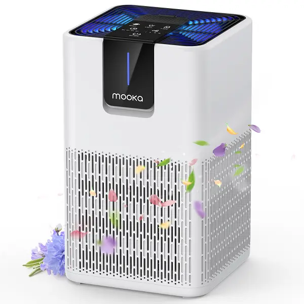 MOOKA Air Purifier for Home Large Room (1250 Ft²), H13 HEPA Filter with 3-Stage Filtration, Aromatherapy & Quiet Sleep Mode for Bedroom Office - Household Appliances