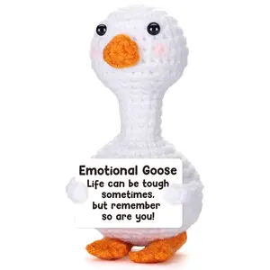 Cute Handmade Knitted Goose Mini Plush Toy, Soft Stuffed Animal Keychain, Kawaii Bag Charm Backpack Pendant, Stress Relief Gift for Birthday Christmas Valentines Graduation Party Favors