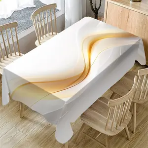 Abstract Style Rectangular Tablecloth, Line Design, Indoor & Outdoor Use, Coffee Shop, Home Kitchen Decor, Waterproof Table Cloth
