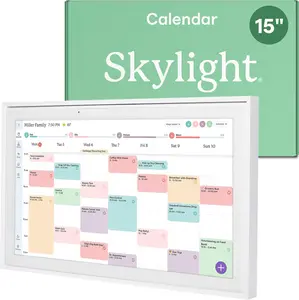 Skylight Calendar: 15-inch Wall Planner Digital Calendar & Chore Chart, Smart Touchscreen Interactive Display for Family Schedules – Wall Mount Included, Great for Organizing Your 2026 Calendar white