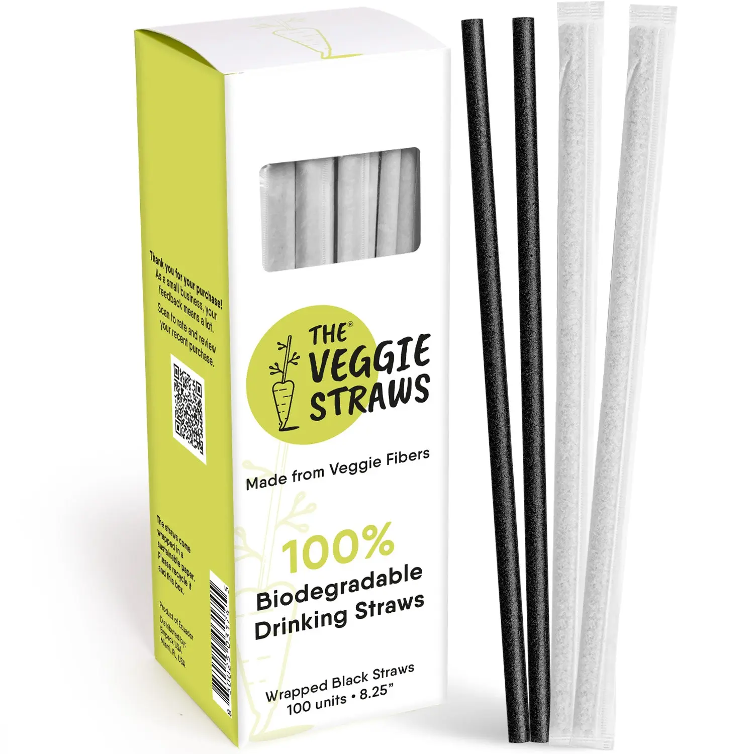 Biodegradable Wrapped Black Veggie Straws
