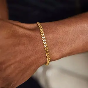FASHION4U - Gold Color Stainless Steel Cuban Chain Men's Bracelet Simple Retro Bracelet For Women Hip Hop Jewelry Trend Accessories Gift
