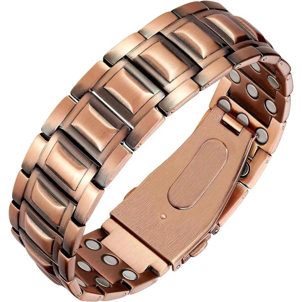 Men's Copper Bracelet with 3X Strength, Premium Copper Jewelry Featuring Powerful 3800 Gauss Magnets, Stylish Bracelet with Fold - Over Clasp, Ideal Copper Bracelet for Daily Wear, Perfect Jewelry Gift for Men, High - Quality Copper Accessory to Elevate S
