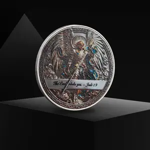 Large Archangel Michael Commemorative Coin, Guardian Angel Challenge Coin, Collectible Medal, Protection and Guidance Gift for Family Friends