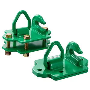 VEVOR 3/8" Tractor Bucket Hooks with Tie Down Ring,  Grade 70 Forged Steel 2 Pack Bolt-On Grab Hook with Back Plates Compatible for Tractor Bucket RV UTV Truck Maximum Break Strength 15,000 lbs, Green