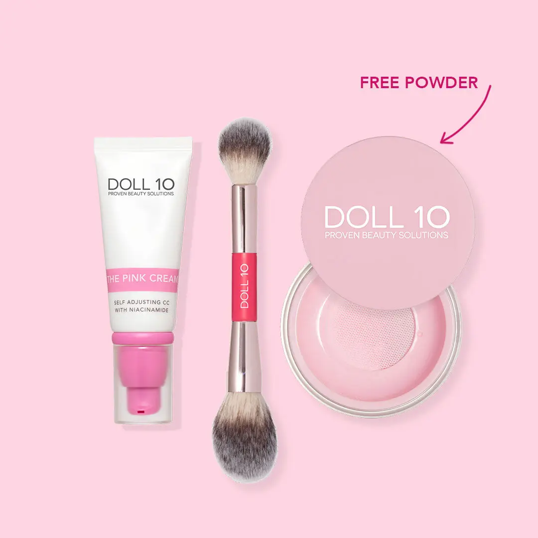 Pink Power Brightening Bundle | Pink Cream, Pink Powder, Double-Ended Brush