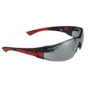 Radians Obliterator Safety Glasses with Black/Red Frame and Silver Mirror Lens