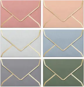 Invitation Envelopes, 30-Pack 4x6 Envelopes for Invitations, Gold Foil Bordered Colored Envelopes, A4, 4 1/4 x 6 1/4 Inches, 6 Morandi Colors