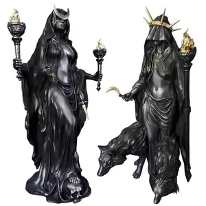 Gothic Hecate Statue, Dark Goddess Holding Torch, No Power Needed, Halloween Decoration, Mystical Altar, Resin Sculpture Home Decor, Ornaments