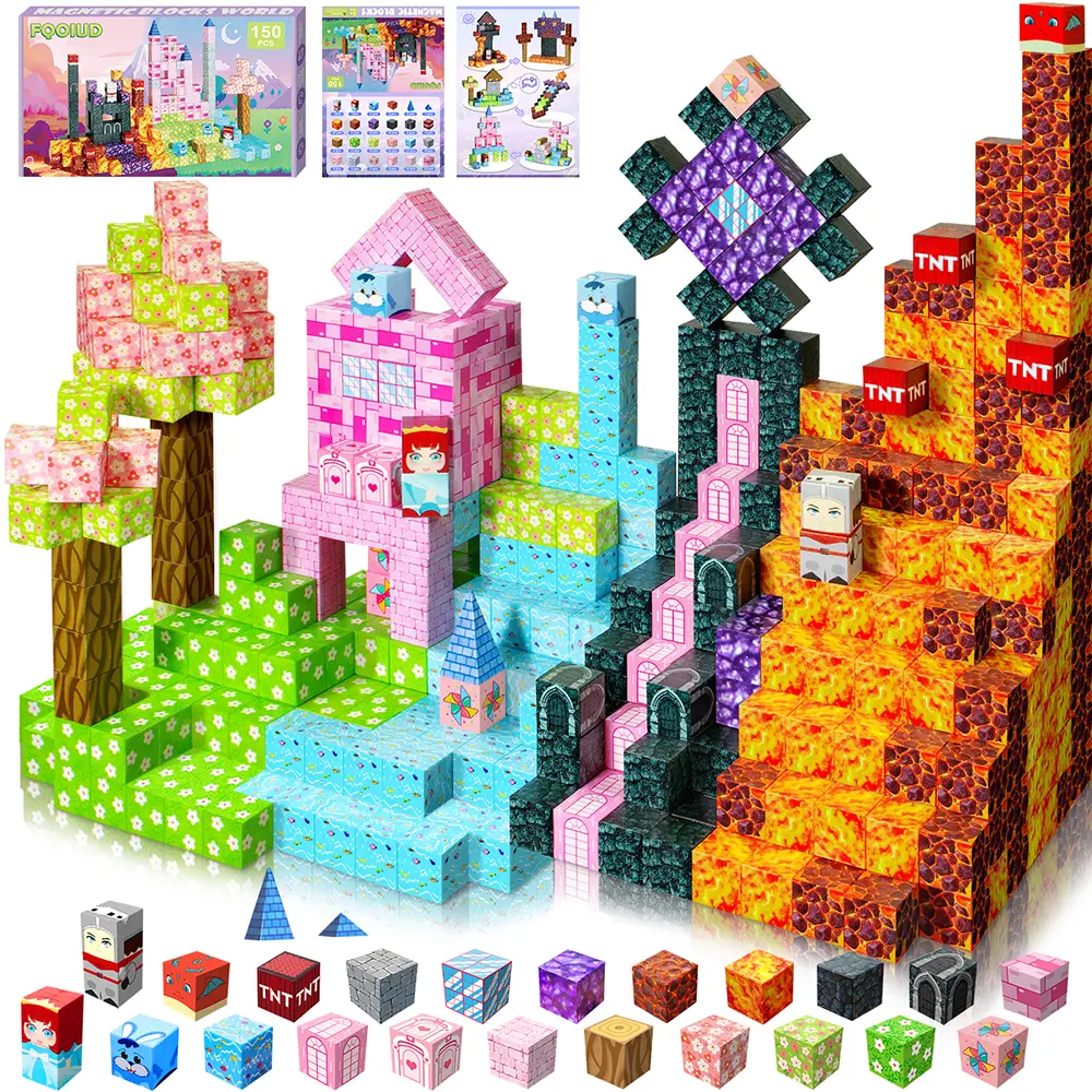 Unisex 150-Piece 360° Free-Form Magnetic Building Tiles Set - Interlocking Block, Skin-Friendly Sturdy Set, Model Building Kit with Stable Structure, Cross-Brand Compatible Classic Fairy Tale Toy for Kids