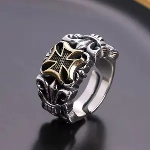 Handmade Vintage Cross  Ring Unique Punk Adjustable Fashionable jewelry