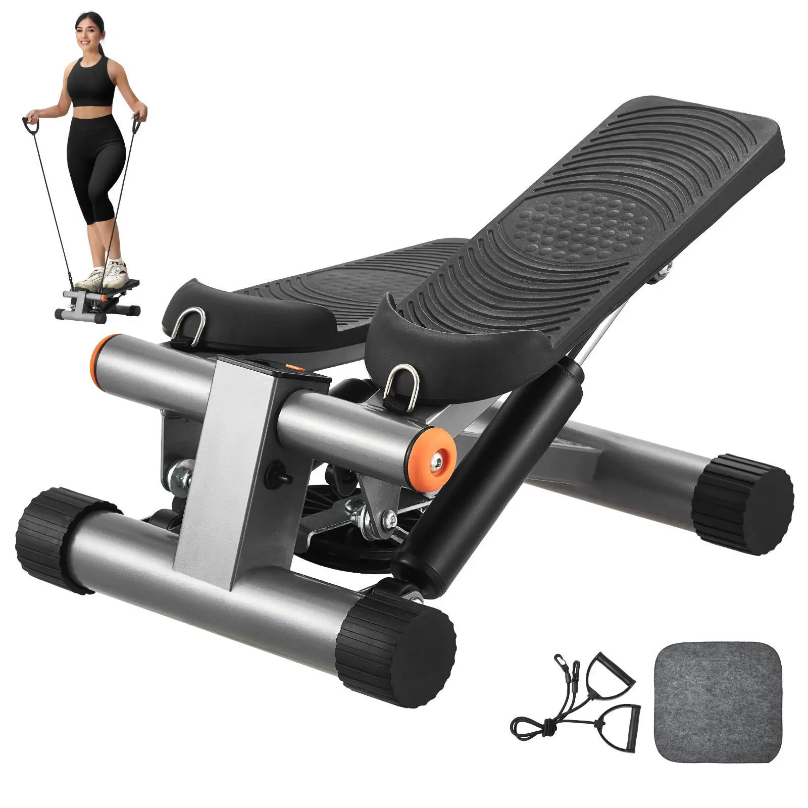 VEVOR Compact Fitness Stepper Machine, Foldable with Adjustable Digital Resistance Bands, Home Hydraulic Cardio Equipment for Home Gym, LCD Monitor, 330 lbs Load Capacity #SohoChic