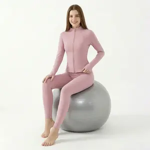 【Golden Zipper】 Golden Zipper Jacket with Pockets, Soft Brushed Women's Sporty Jacket, Minimalist Women's Tracksuit with Spandex Power Fit for Workout & Yoga, Thumbholes Design, Casual Wear for Women,  Airlayer Fabric & High Elasticity - 6 Color Options