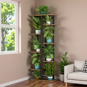 Plant Stand 8 Tier 9 Potted Indoor,Metal Plant Shelf for Multiple Plants,Iron Flower stand for Window Living Room Corner,Black
