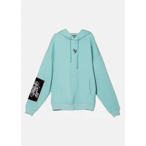 Konus Men's Logo Print Patch Hoodie in Teal
