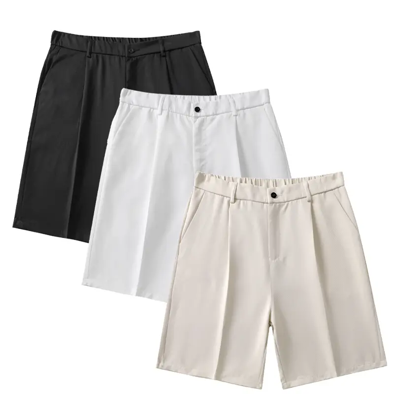 Men’s pleated shorts—breathable, lightweight, and soft casual suit shorts with a relaxed, elegant fit, suitable for office, business, and casual wear.