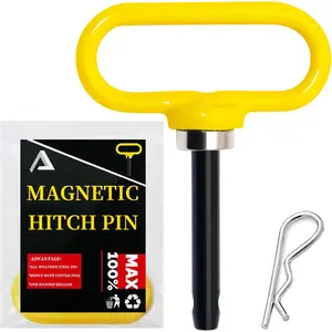 Hitch Pin, Lawn Mower Trailer Hitch Pins 1/2 Inch -  Heavy Duty  Trailer Gate Pin for Mowers, Lawn , Towing Cargo, ATV - Simple One Handed Hook On & Off(Yellow)