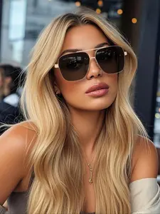 Women's Elegant Aviator Glasses, Trendy Casual Glasses for Everyday Use, Fashion Accessories for Outdoor Activities