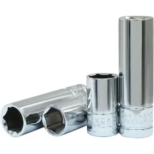 4 count 1/4 Inch Drive 10mm Shallow & Deep Socket Set, 6 Point Chrome Vanadium Steel Metric Sockets, Mirror Finish