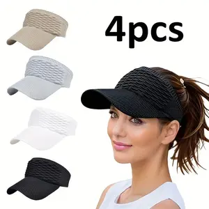4-Pack Women Anti-UV Sun Hats Breathable AdjustableEmpty Top Visor Caps for Men Tennis Golf Running TravelBeach Sport Outdoor Hat