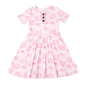 Juniper TUTU DRESS for Little Cuties Easter Bunny Floral Super Soft Comfortable Bamboo Viscose Dress with Ruffle Button Placket True to Size 18-24m 2t/3t 4t 5t 6 7 8