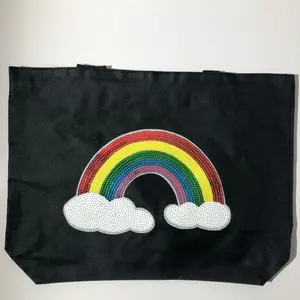 Rainbow sequin over the cloud tote with zipper closure
