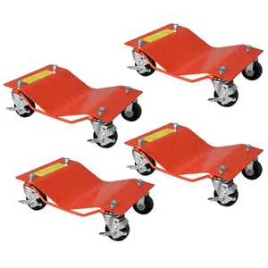 Garvee Heavy Duty Car Wheel Dolly Set of 4 – 6000 lbs Total Capacity – 5mm Steel Panels, Secure Lock, Garage & Auto Repair Vehicle Moving Base – Orange & Black