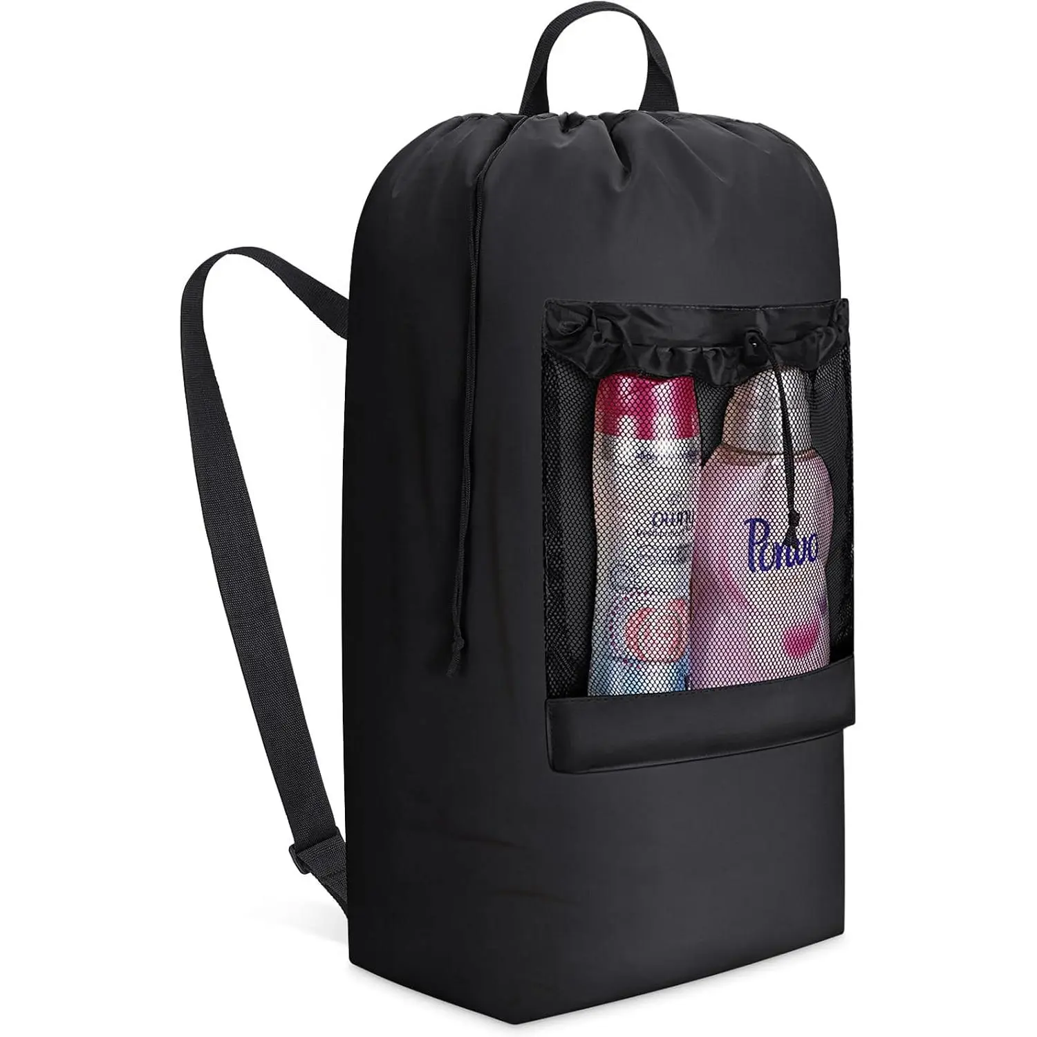 Laundry Bag, Extra Large Laundry Backpack with Shoulder Straps and Mesh Pocket for Laundromat, Heavy Duty Laundry Bag Backpack for Dirty Clothes for College Dorm/Travel/Apartment, 90L, BlackGift.