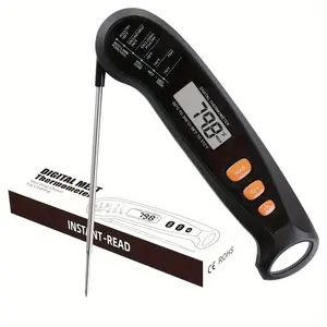 Instant Read Digital Meat Thermometer with Probe, Fast & Accurate ° F/ ° C Temperature Reading, Large LCD Display, Food-Safe Cooking Thermometer with Battery Included, Perfect for Grill, BBQ, Oven, Candy & Kitchen, Durable Ergonomic Design for Home Cooks