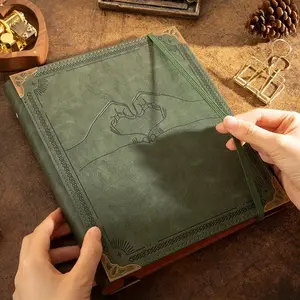 Elegant Faux Leather Photo Album, Holds 160 Photos, Heart Pattern, 30 Pages for Writing, 4x6 Travel, Home Decoration, Graduation, Birthday Gift