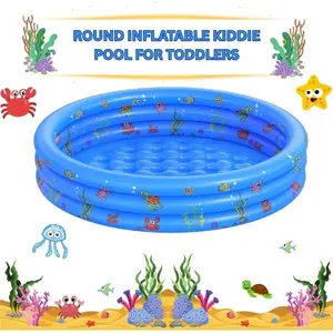 Round Inflatable Kiddie Pool for Toddlers – Portable Baby Swimming Pool for Indoor & Outdoor Use – Backyard Water Play Center for Boys & Girls