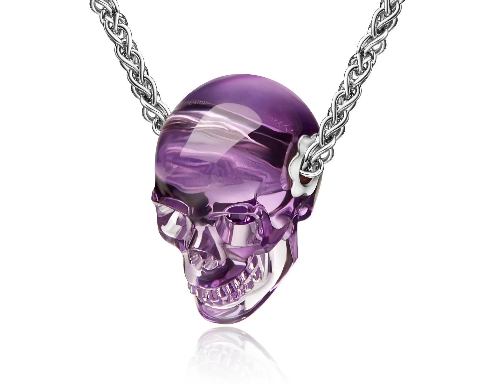 Skullis Amethyst Carved Crystal Skull Pendant