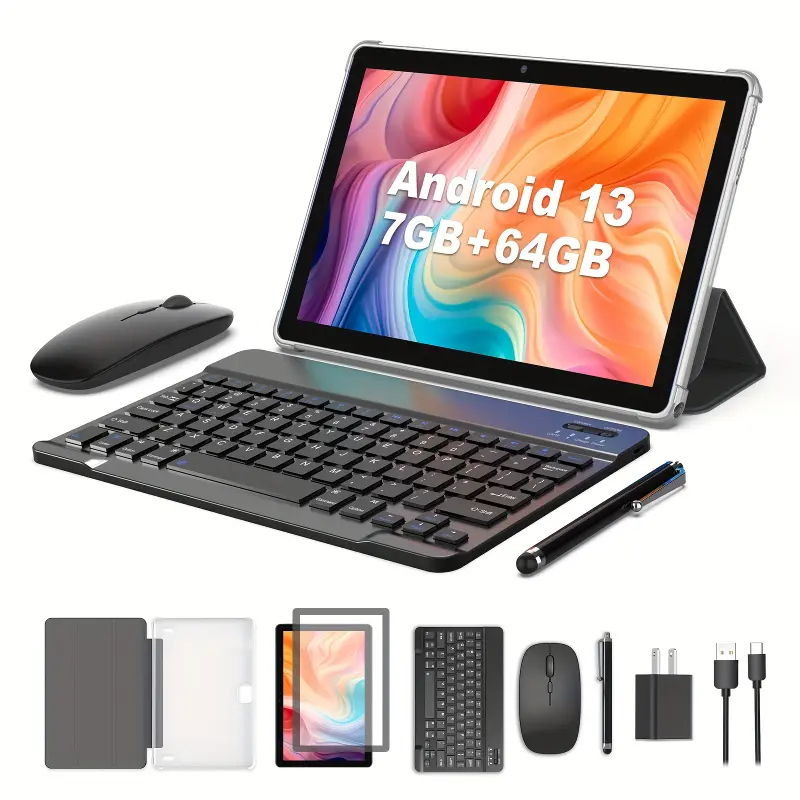 10-inch Android Tablet, The Latest Android 13 Tablet In 2024, 7GB (3+4) Memory, 64GB Storage, 512TB TF Expansion, 5G Dual-band WIFI6 Tablet, 2MP+8MP Camera