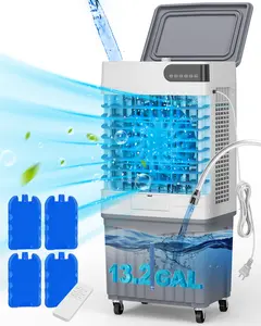 TEHANLD Windowless Portable Air Conditioners, 3600CFM Swamp Cooler with 13Gal Large Tank, 4 Ice Box, 12H Timer and 3 Speeds, Portable Cooling Fan with 28FT Remote and 7FT Cable, Ideal for Indoor Outdoor Use