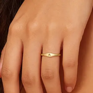 FAITHOPIA18K Plated Gold Filled  Initial  Dainty Simple Letter Band  Signet Stackable Pinky Alphabet Thin Thumb  for Women Non Tarnish Size 6 7 8 9 10 ring