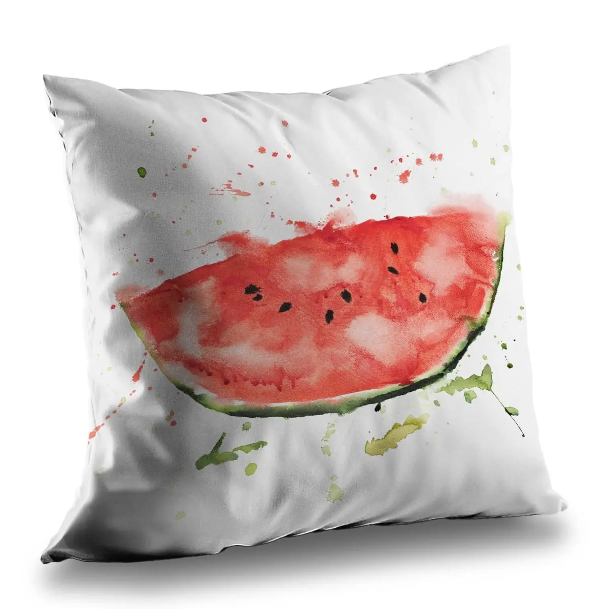 212 MAIN 14x14 in Lightweight Watermelon Print Poly Twill Throw Pillow - Exotic Gastronomy Themed Home Decor Accent, Home Decor Cushions