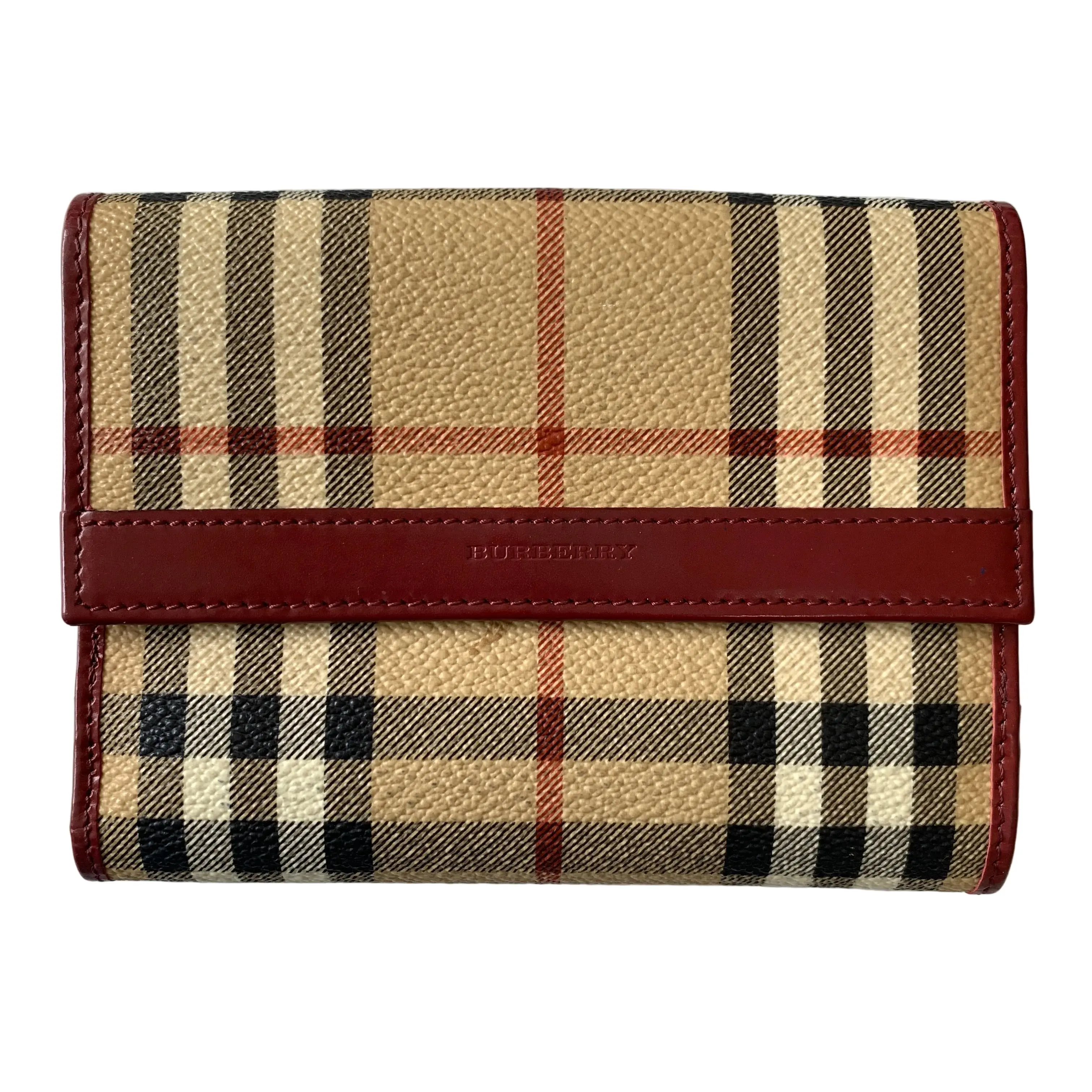 Pre-owned BURBERRY wallet  Small Leather Goods FINAL SALE NO RETURN NO CANCEL classic check Authentic with COA