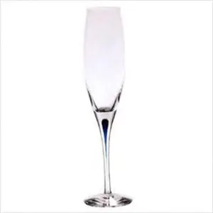212 MAIN Orrefors 6257414 Intermezzo 3oz Modern Blue Drop Crystal Goblet, Single Flute Kitchenware Drinkware Accessory
